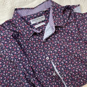 NICK GRAHAM EVERYWHERE Stretch Modern Fit Short‎ Sleeve Floral Print Button Down